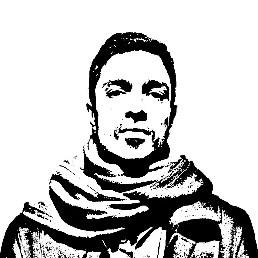 Retrato de Nacho Sanchez en estilo stencil